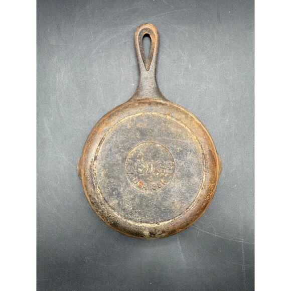 Vintage Lodge 3 SK D H2 Cast Iron Skillet 6 '' Notch Heat Ring Fry Pan - Picture 9 of 9